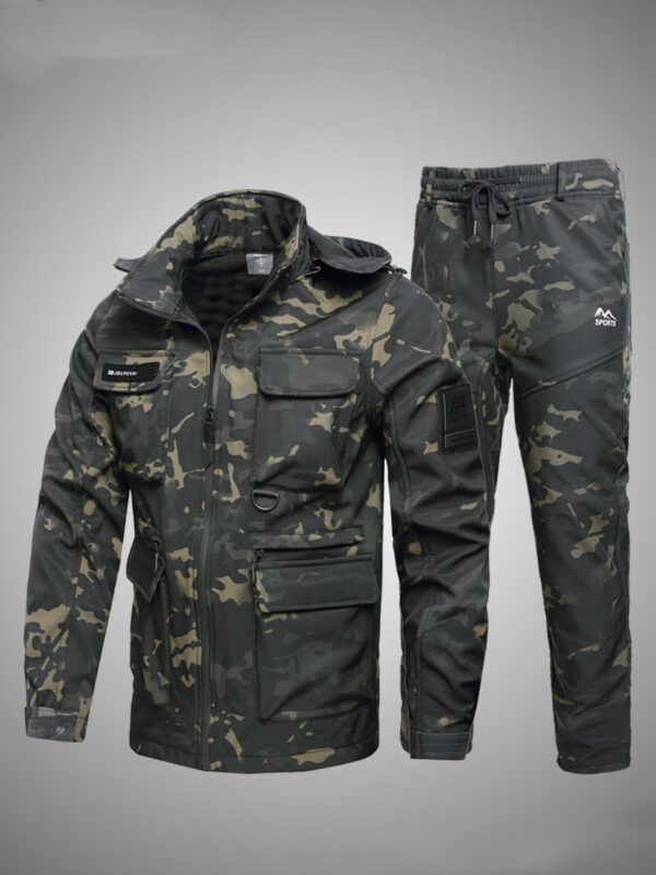 Fleece-lined Work Clothes Suit Men's Waterproof Labor Protection Clothing Warm Camouflage Clothing - Image 5