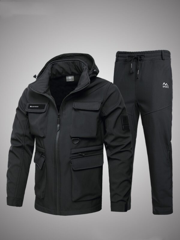 Fleece-lined Work Clothes Suit Men's Waterproof Labor Protection Clothing Warm Camouflage Clothing - Image 3