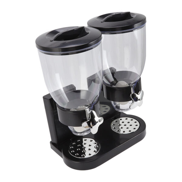 Cereal Dispenser ABS Dual Containers Airtight Twist Operation Dry Food Dispenser for Kitchen Black - Image 8