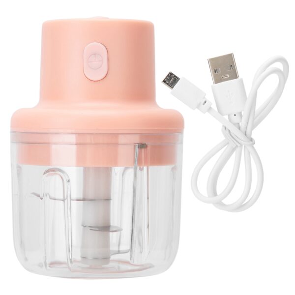 250ml Pink Electric Meat Grinder Food Chopper Mini Kitchen Shredder USB Charging - Image 2