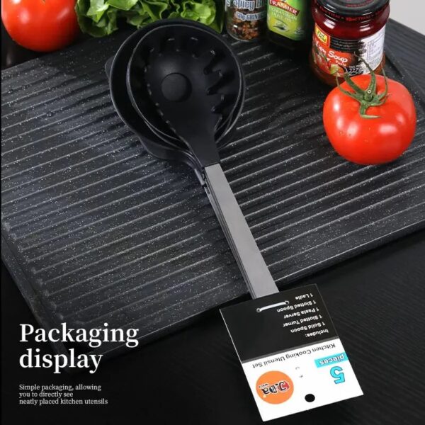 Cooking Utensil Set Premium 5 Piece Kitchen Utensil Set - Stainless Steel Handle And Nylon Faucet, Non-Stick, Heat Resistant, For Home, Kitchen Gift - Image 4
