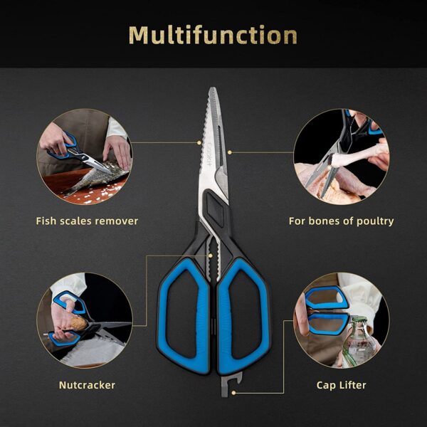 Kitchen Scissors Cookit Kitchen Shears Heavy Duty Stainless Steel Chef Shears Utility Come Apart Food Shears For Chicken Poultry Fish Meat Vegetables - Image 2