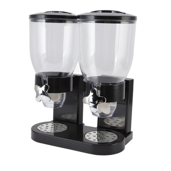 Cereal Dispenser ABS Dual Containers Airtight Twist Operation Dry Food Dispenser for Kitchen Black - Image 2