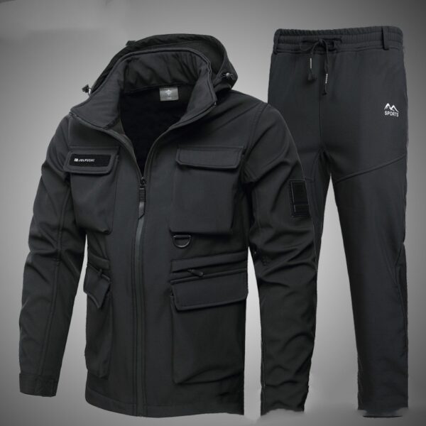 Fleece-lined Work Clothes Suit Men's Waterproof Labor Protection Clothing Warm Camouflage Clothing - Image 10
