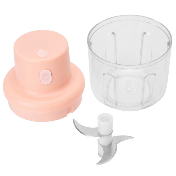 250ml Pink Electric Meat Grinder Food Chopper Mini Kitchen Shredder USB Charging - Image 7