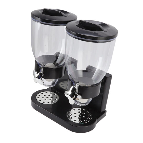Cereal Dispenser ABS Dual Containers Airtight Twist Operation Dry Food Dispenser for Kitchen Black - Image 4