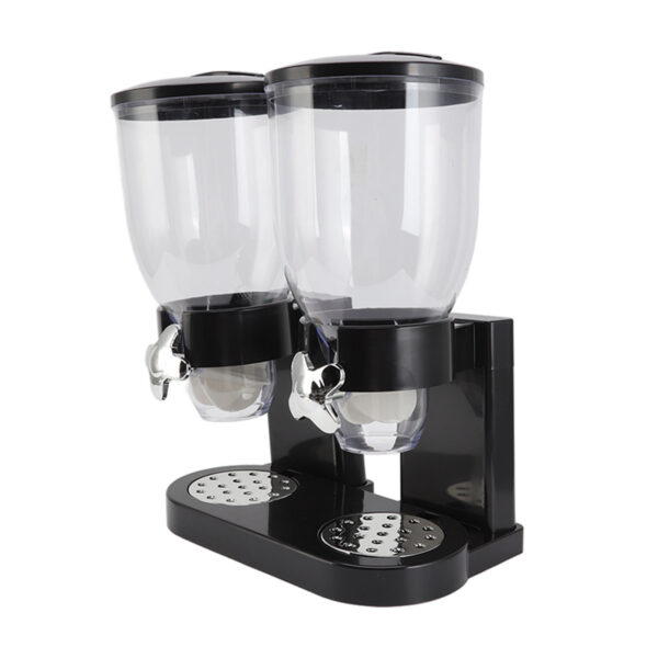 Cereal Dispenser ABS Dual Containers Airtight Twist Operation Dry Food Dispenser for Kitchen Black - Image 9