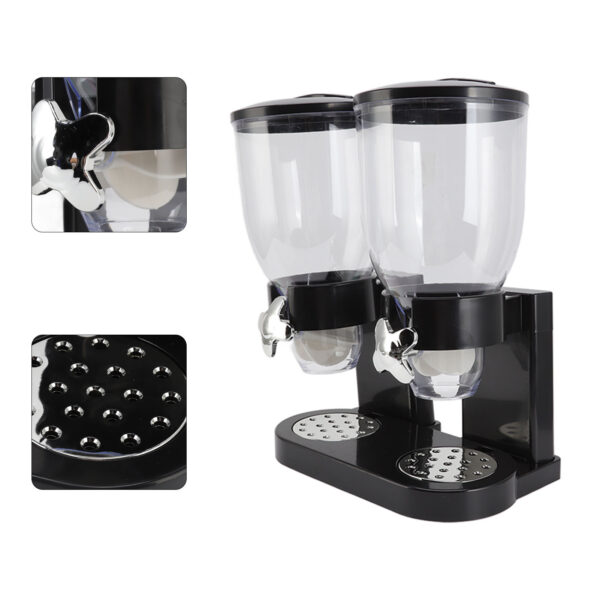 Cereal Dispenser ABS Dual Containers Airtight Twist Operation Dry Food Dispenser for Kitchen Black - Image 10