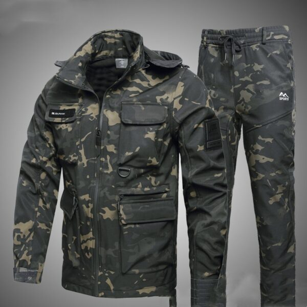 Fleece-lined Work Clothes Suit Men's Waterproof Labor Protection Clothing Warm Camouflage Clothing - Image 2