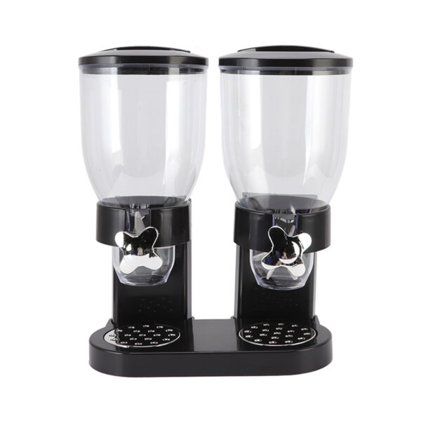 Cereal Dispenser ABS Dual Containers Airtight Twist Operation Dry Food Dispenser for Kitchen Black - Image 3